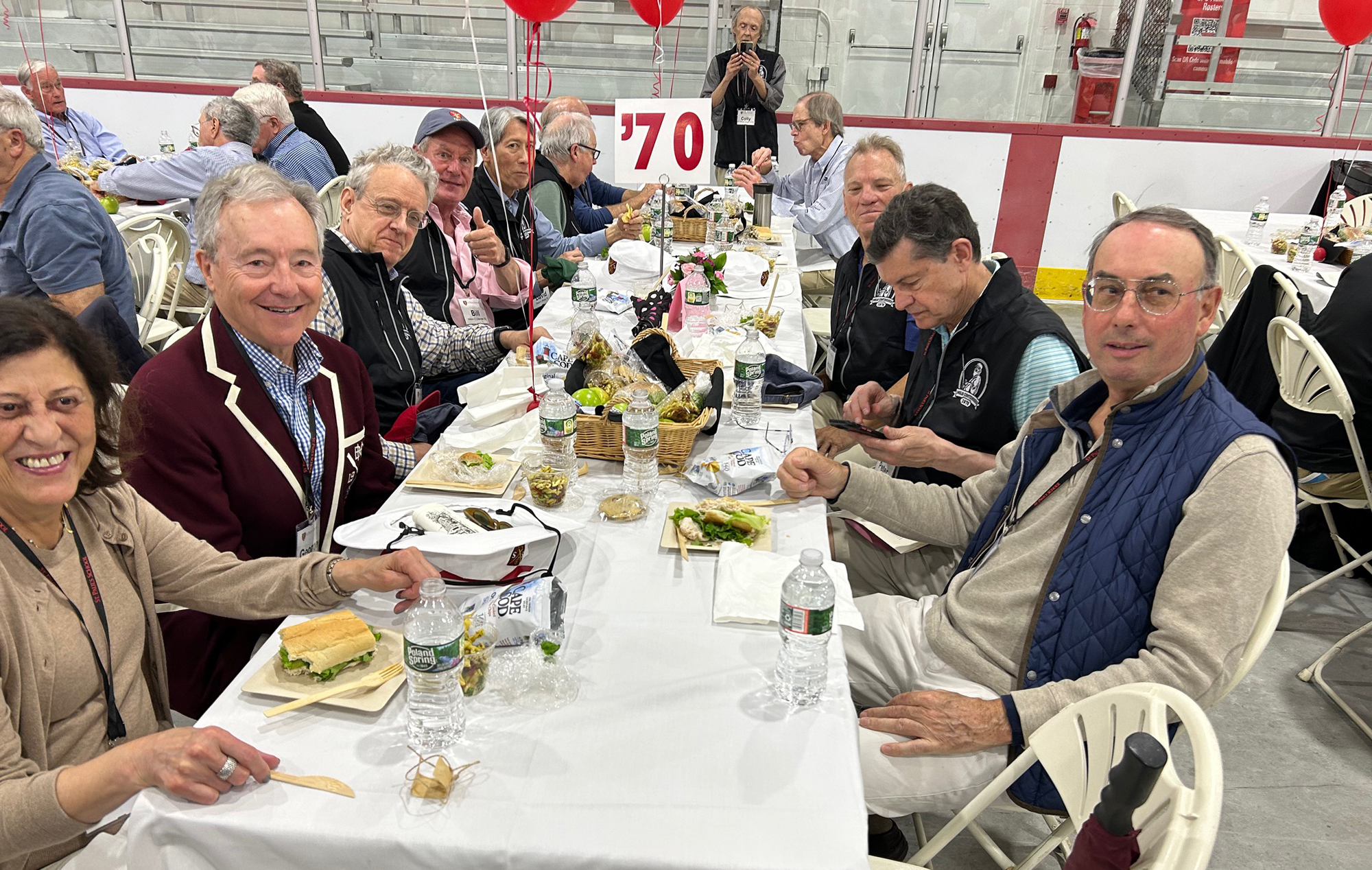 Enjoying sandwiches